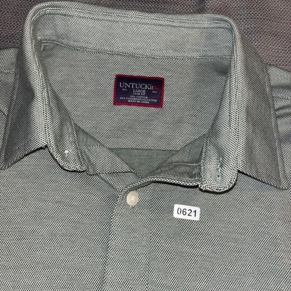 UNTUCKit Other - UNTUCKit Slim Fit Long Sleeve Shirt Mens Large Sage Green Coolmax Cotton Blend